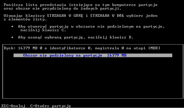 Fdisk - okno1