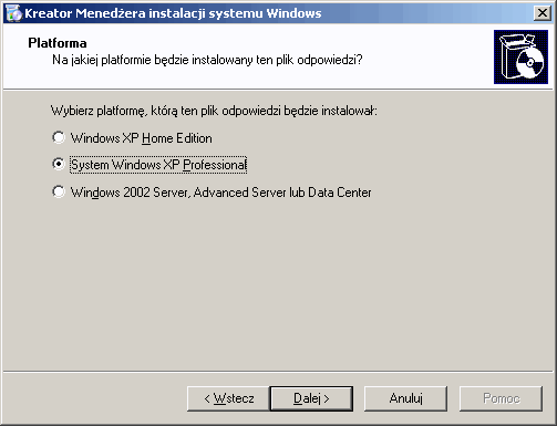 Automatyczna instalacja Windows XP - okno3