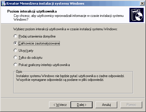 Automatyczna instalacja Windows XP - okno4