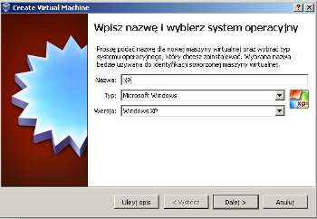 Oracle VirtualBox - Nazwa maszyny wirtualnej