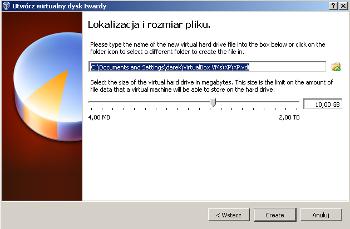 Oracle VirtualBox - Przydział miejsca na fizycznym dysku twardym