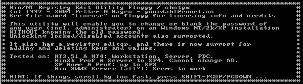 Offline Nt Password & Registry Editor